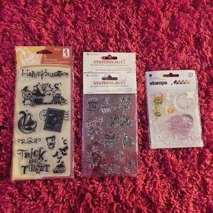 Clear Stamps Variety Halloween Birthdays Scrapbooking Crafts Acrylic Bundle Of 4